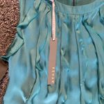Kenar  Teal Ruffle Front Sleeveless Top Exposed Back Zip L Photo 3