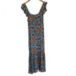 House of Harlow 1960 Blue Orange Ruffled Flutter Sleeve Maxi Boho Dress M Size M Photo 5