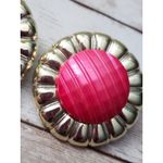 Vintage Clip On Earrings Large Statement Unusual Pink & Light Gold Tone 1.75" Photo 8
