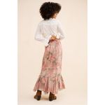 Free People  XL Ethereal Dainty Cottage Bordeaux Floral Ruffle Maxi Skirt Photo 4