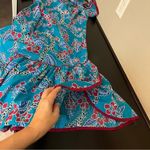 Hilo Hattie Hawaiian midi/maxi dress, turquoise and red, tropical print sz 14 Blue Photo 5