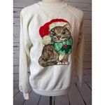 Hanes Ugly Christmas Sweater Medium Painted Cats Cat Lady Pullover Sweatshirt Vintage Photo 5