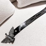 Black & Brown London Leather Studded Rhinestone Eagle Bird Belt Buckle Festival Photo 3