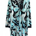 Womens Beach Cover Up Blue & Black Zip Up Size L Photo 0