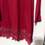 Match Stick Red Dress Lace Trim Long Sleeve Holiday Mini Jersey knit Argus sz S Photo 2