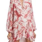 Rococo Sand Ava Rosewood Tie Dye Print Faux Wrap Ruffle Mini Dress Size M Size M Photo 0