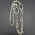 Monet  Silver Tone Multi Strand Necklace Oval Rhinestone Stations Formal 24.5" Photo 4