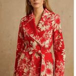 NWT Austin Reed Red Floral Retro Luxe Belted Double Breasted Blazer Jacket M Size M Photo 0