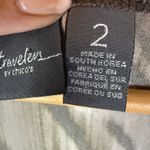 Travelers by Chico's Top Size 12 Brown Black White Gold Embellished Asymmetrical Photo 2
