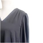 Magaschoni Woman Black Career Blouse Size 1X Pleated Long Sleeve V-Neck Photo 5