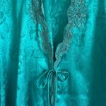 Victoria's Secret Vintage Victoria’s Secret Robe Floral Embroidered Beaded Size M/Large Teal Blue Photo 3