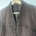 New Directions Jacket Womens Medium Brown Suede Leather Ruffle Design Career Photo 3