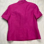 Laura Scott  Women's Blazer Jacket Pink Linen Blend Short Sleeve Button Front  18 Photo 8