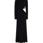 Paris Georgia Lola Black Ribbed Cutout Drape Maxi Dress S NWT Minimalist Chic Photo 1