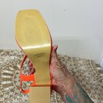 Amoji Women 4 Inch Block Heels Platform Cross Strap Chunky Heeled Sandals Orange Size 8.5 Photo 3