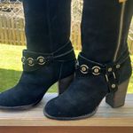 Chinese Laundry Backstreet tall black suede metal detailing block heel size 8 Photo 2