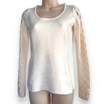 Elie Tahari Ellie Tahari extra fine merino wool cut out Creme sweater top size Xs Photo 1