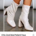 Windsor  Chic And Mod Patent Faux Leather Booties 8 cream Photo 2