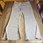 Lucky & Blessed Blue and White Striped Women's Flare Raw Hem Jeans Size 14 Photo 2
