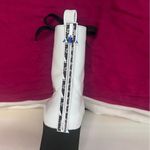 Wild Diva White 7 Eye Lace Up Patent Leather Chunky Heel Boots Size 7 Photo 5