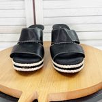 Tommy Bahama Kamala Wedge Heel Leather Slide Sandals Black White 9 Photo 1