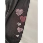 Victoria's Secret Black Foldover Waist Flare Pants Rhinestone Hearts Size S Long Photo 2