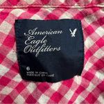 American Eagle  Juniors Western Orange Plaid Pearl Snap Button Down Shirt Size 6. Photo 3