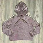 NY Jeans New York & Company Women’s Satin Hooded Zip Up Jacket Purple Size L Size L Photo 1