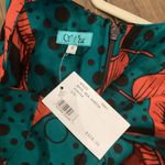 Sika Mia leaf Ruffle cotton sleeveless midi teal black tropical dress 0 NWT Green Photo 8