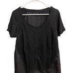 Banana Republic  Slub Black Dual Linen Short Sleeve Shirt Crew Neck Size Medium Photo 1