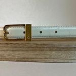 Liz Claiborne Vintage 90s White Genuine Leather Golden Buckle Belt Size Large Photo 8
