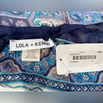 Lola + Kenni New Silk Scarf Blue Paisley and Floral,‎ 38” Square Tassles Photo 2