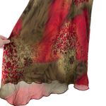 Vintage Asymmetrical Floral Red & Green Skirt Women’s 14 Boho Cottagecore Fairy Photo 1