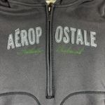Aeropostale Authentic Trademark Y2K Faux Fur Gray 1/2 Zip Up Hoodie XL Vintage Photo 2