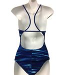 Champion  Blue & White Paint Splatter Pattern Mesh Racerback Swimsuit Photo 2