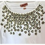 Anthropologie Beaded Popping Blouse Sz Medium not so serious 3D flower top Photo 2