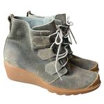 Sorel  Toronto Boots Green Suede Lace Up Wedge Ankle Booties Waterproof Women 8.5 Photo 0
