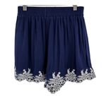 Tobi 2/$30  Shorts High Waisted Embroidered Scalloped Hem Gauzy Lightweight Blue Photo 1