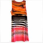 Chico's Size 2 Large Sleeveless Swing Dress Abstract Geometric Print Stretchy Photo 2