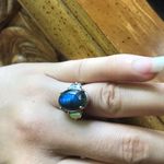 Natural Labradorite Mystic Topaz Sterling Silver Ring Size 7 Blue Photo 1