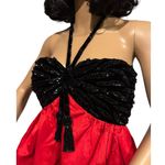 Vintage Victoria Royal Hong Kong Beaded Halter Gown Red Black Tassel Dress Small Photo 6