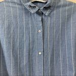 ZARA Embroidered Eyelash Striped Button Down Blue/White Long Sleeve Top Photo 6