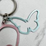Pastel Pink and Blue Heart Love Butterfly Cut Out Keychain Keyring Photo 3