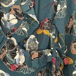 Anthropologie Anthro Everleigh Dark Green Blue Floral V Neck Ruffle Wrap Long Sleeve M Photo 5