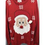 Poof New York Sweater Womens Medium Red Santa Ugly Christmas Pullover 3D Pom Pom Photo 1