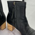 Toms Evie Leather Block Heel Ankle Boot Black Sz 9 Side Zipper Comfy Boho Comfy Photo 3