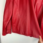 Vtg Y2K Tribeca Red Leather Oversized Jacket Sz Large Blazer Button Up Chic Moto Photo 14