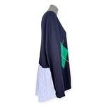 Marina Rinaldi | Large | Maggese Navy Argyle Cashmere Blend Faux Layer Cardigan Blue Photo 5