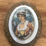 Cameo Vintage Brooch Western Germany Lady In Hat Photo 0