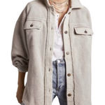 Free People  gray button down shirt jacket shacket Photo 0